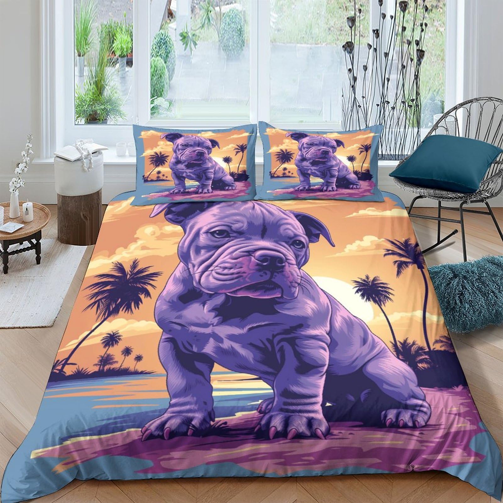 Stampato in 3D Bulldog francese Copertina Stampata Microfibra Disegnata Biancheria Da Letto Ipoallergenico Con 2 Federe,Double（200x200cm）, Per Adolescenti E Adulti