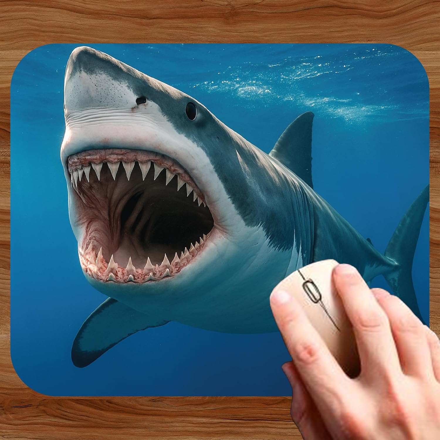 Swimming Shark Ocean Theme Mouse Pad Mat Mousepad for Desk Computer Laptop PC Gaming Home or Office Gift (MP141) image 3