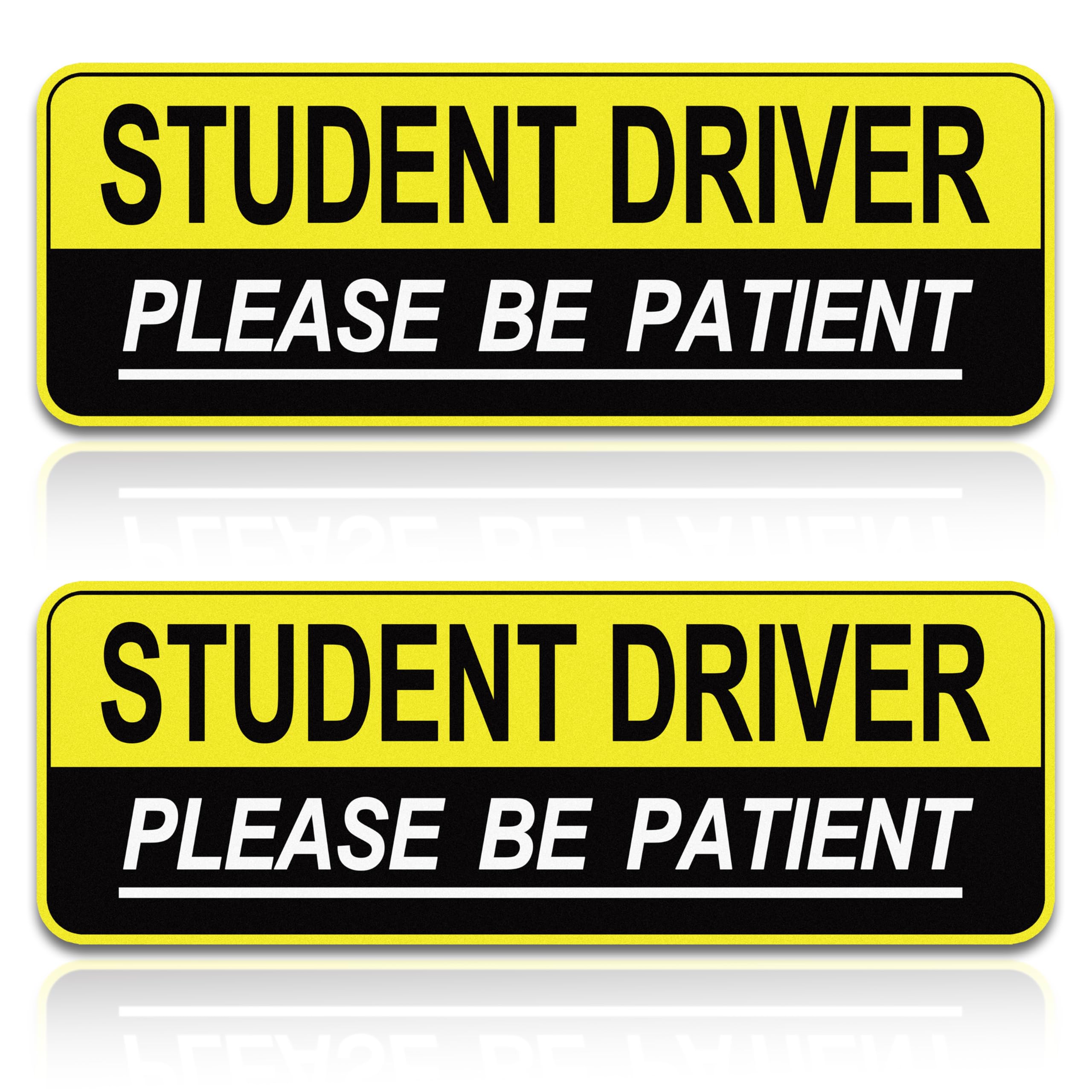2 imanes para estudiantes conductores, advertencia de seguridad para el coche, "Sea paciente", calcomanía para nuevos conductores, colorida, reflectante, resistente a la intemperie, calcomanía para parachoques, magnética, reflectante, para novatos, amarillo