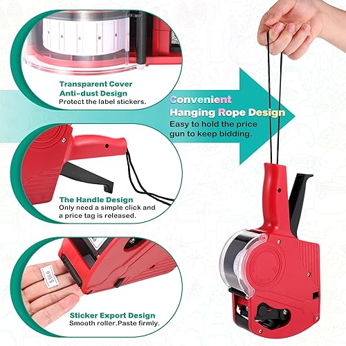 Miniatura 4 de Pistola de etiquetas de precio MX5500, 2 paquetes de pistolas de precios con 10,000 calcomanías de etiquetas y 6 rodillos de tinta adicionales, kit