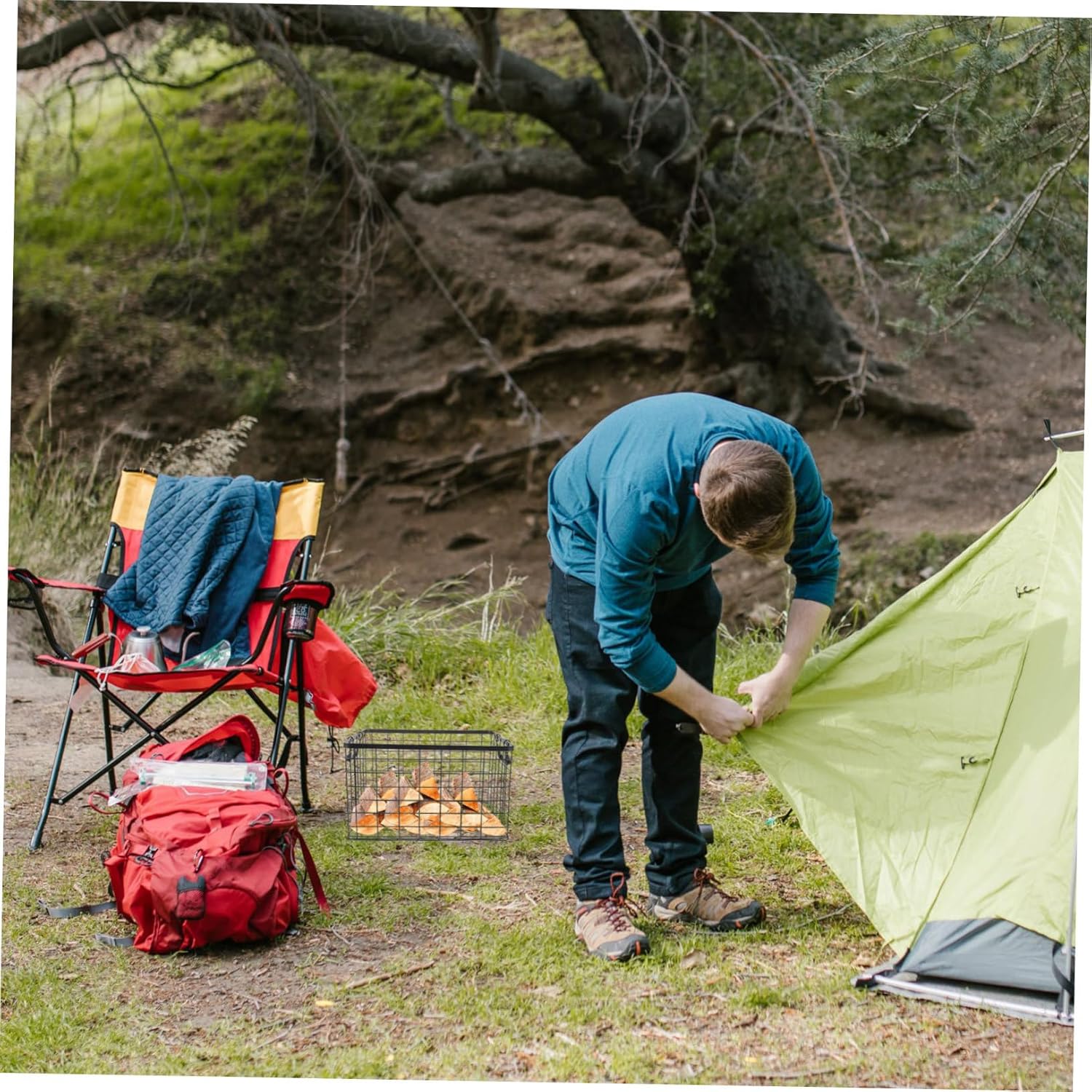 VICASKY Metal Firewood Basket for Outdoor Storage Round Wrought Iron Log Holder Handles Portable Firewood Organizer for Camping and Fireplace