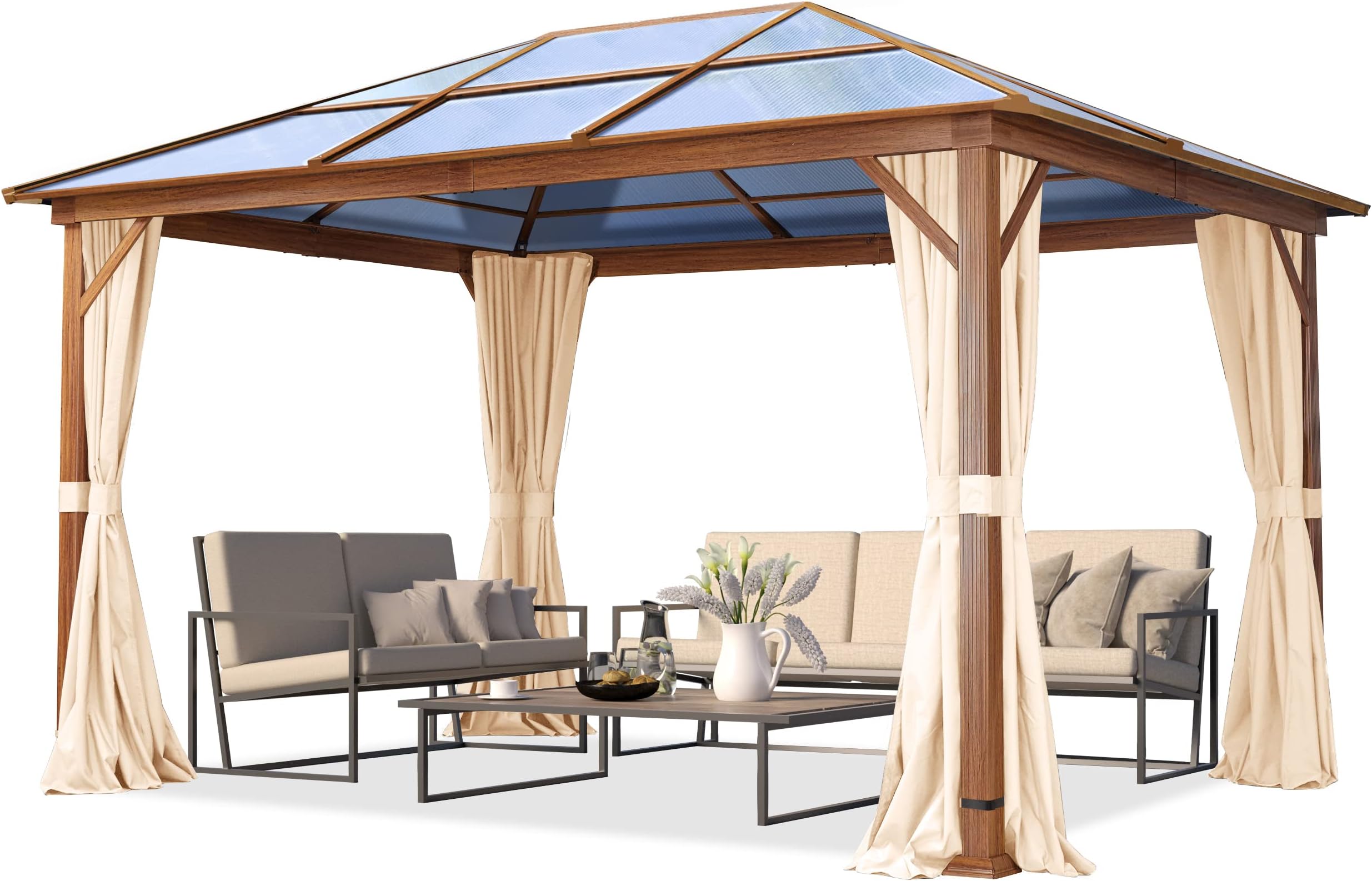 TOOLPORT Gazebo da giardino 3x4 m look quercia, tetto ca. 8mm