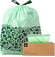 Vista 1 de Bolsas de basura compostables* Cleanomic con cordón (13 galones, 25 unidades, altas), certificadas BPI para compost de cocina