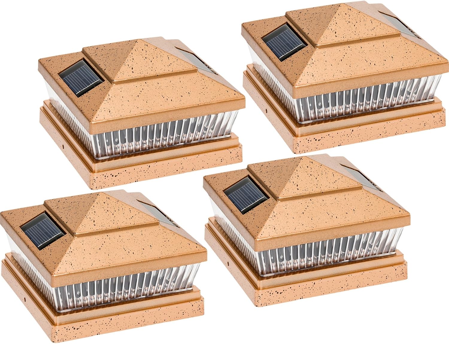 Garden Sun Light Solar 5 LED Post Cap Light for 6 x 6 PVC Posts w/ 5 x 5 Adapter 4-Pack