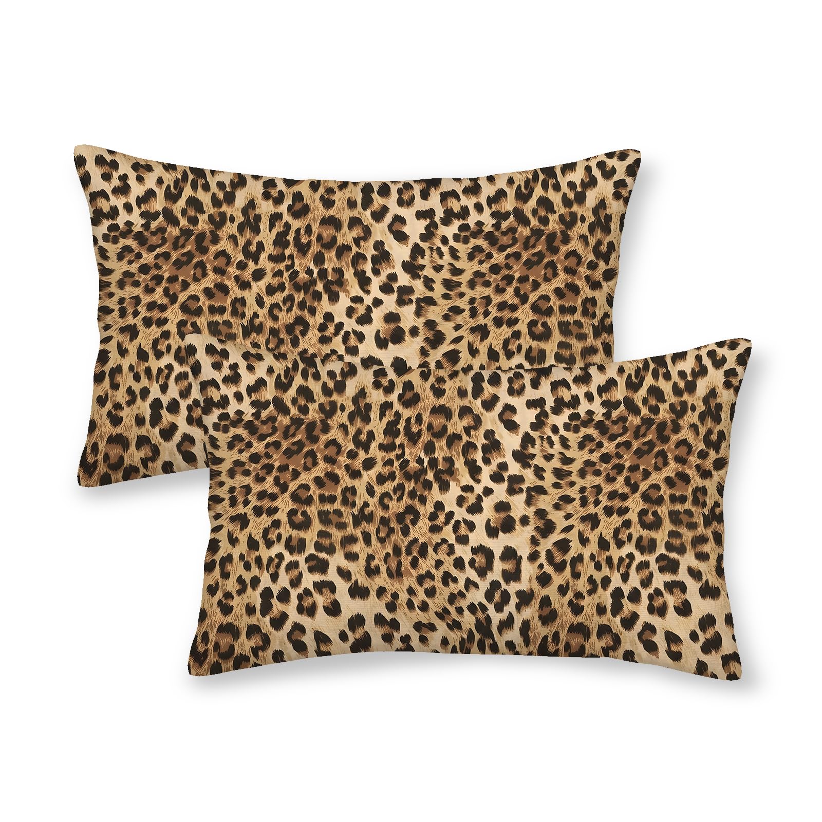 DAFENA Leopard Print Pillow Covers 12x20 Inch 2 Pcs Brown Beige Cheetah Print Decor Throw Pillows Animal Skin Modern Outdoor Decoration Pillowcase Soft Cotton Cushion Cover for Couch Sofa Bed