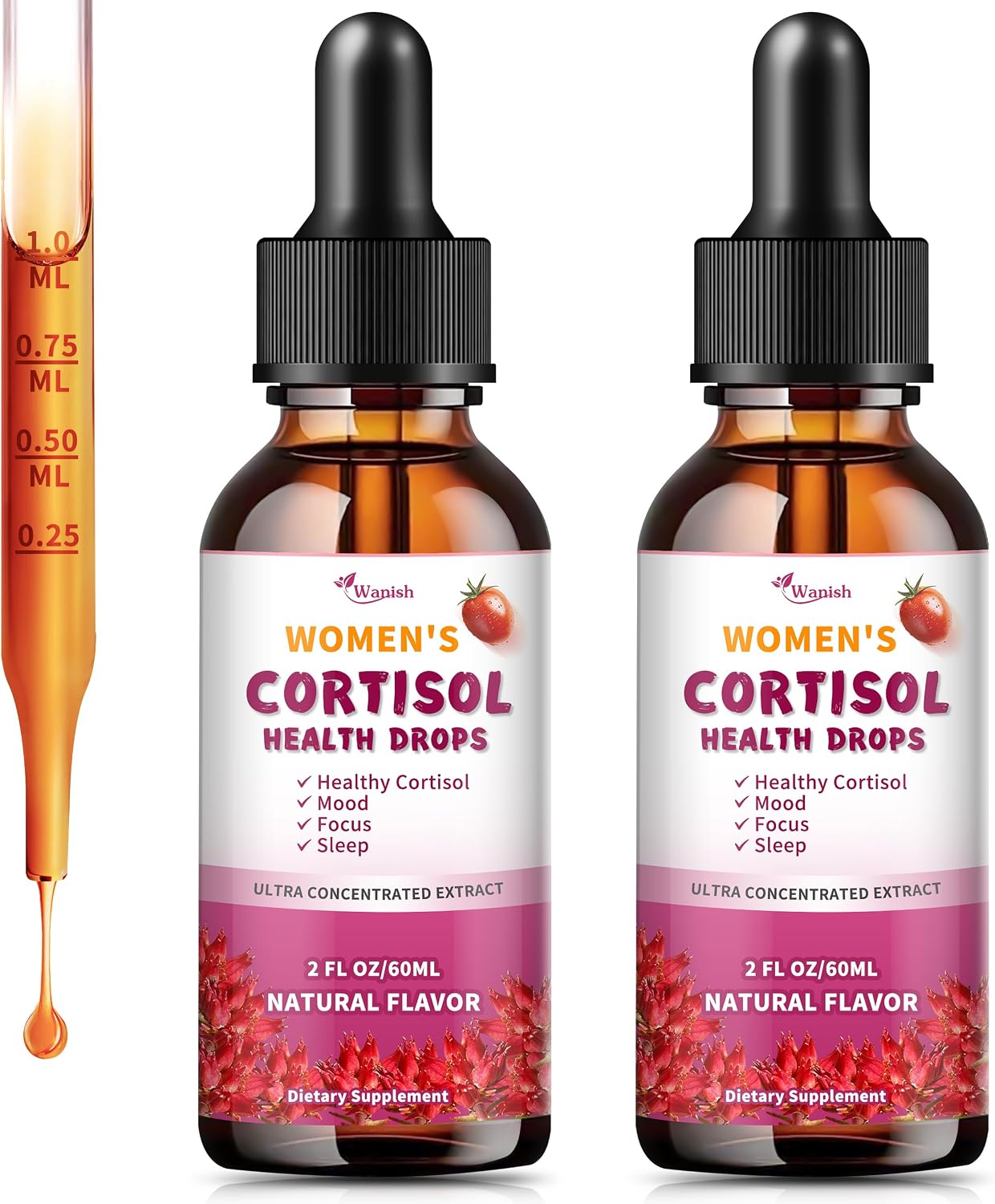 Cortisol Supplements for Women Liquid Drops, Natural Herbal Extract Complex for Women, Maintain Healthy Cortisol Levels - 90 Day Vegan Supply