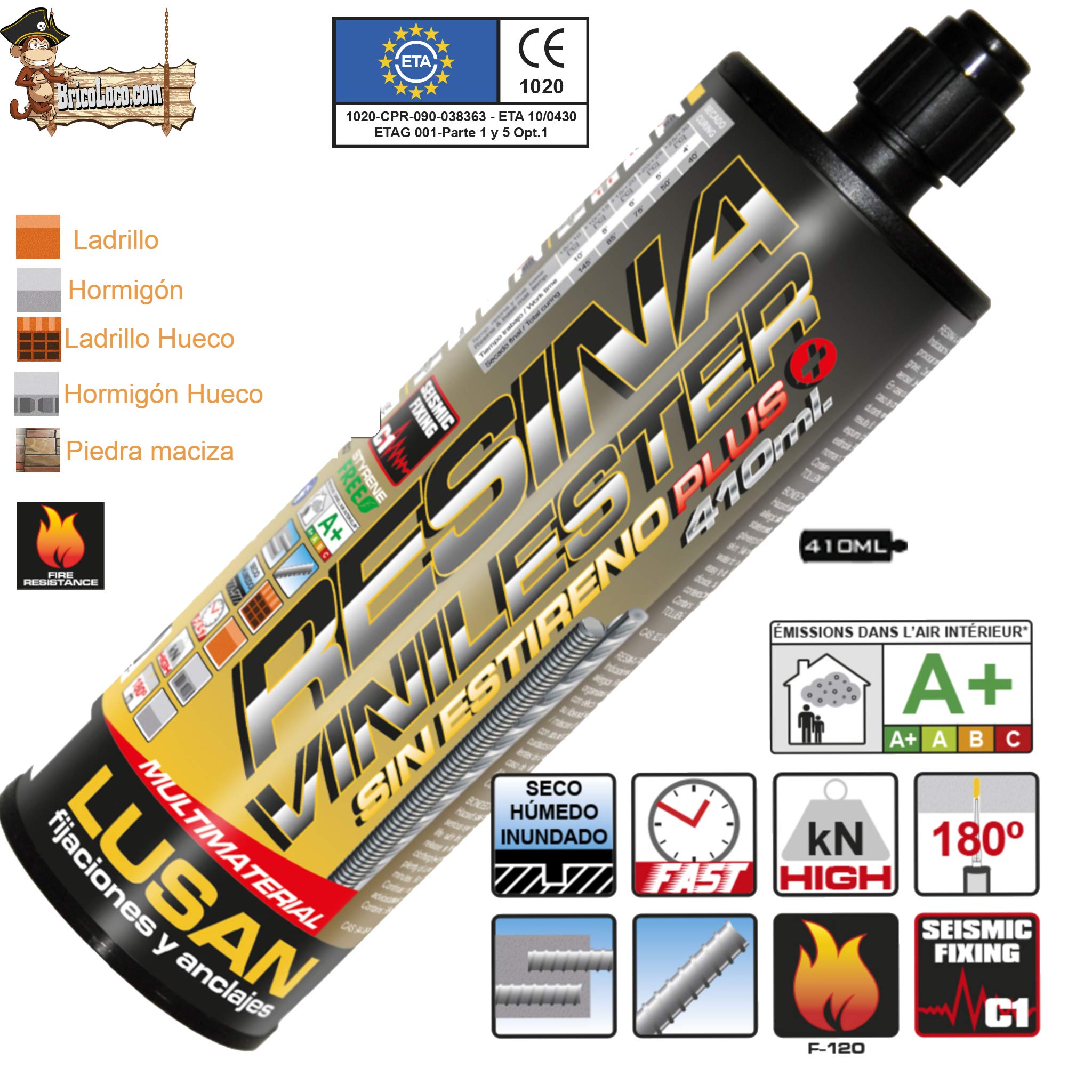Bricoloco Chemical Dowel Kit 410 Ml Maximum Performance - Styrene Free - View #5