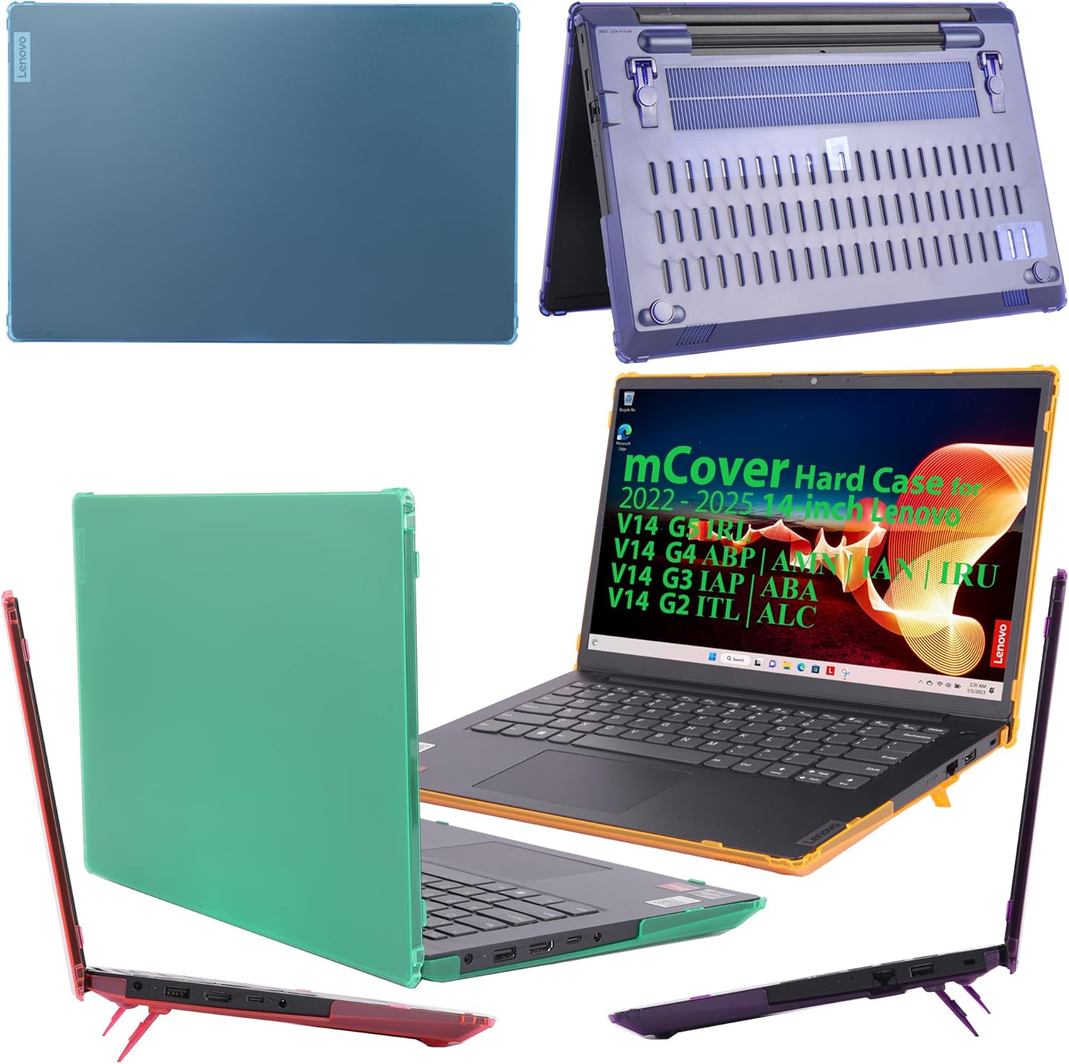 mCover Case ONLY Compatible for 2021-2025 14" Lenovo V14 G2 / G3 / G4 / G5 Series Windows Notebook PC(with 180° Hinge,NOT Fitting Any Other Lenovo Models)- Clear