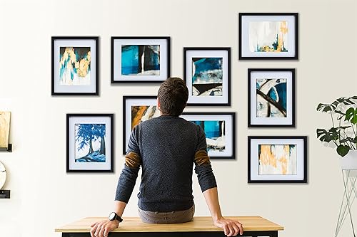 Miniatura 6 de HEART ART Juego de 9 portarretratos de 11 x 14 pulgadas, marco de 11 x 14 pulgadas para portarretratos de 8 x 10 pulgadas con paspartú, marco de