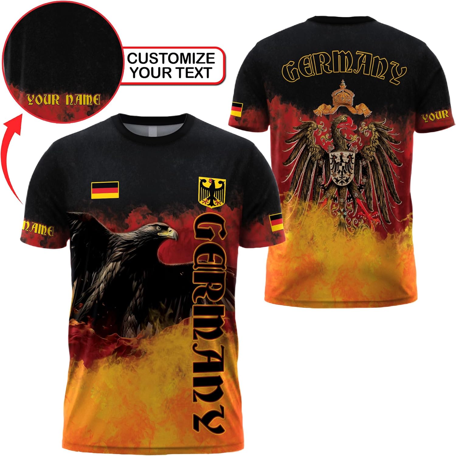 Personalized Vintage German T-Shirt, Custom Germany Shirts for Men - Image 3