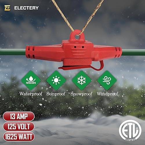 Miniatura 3 de Cable de extensión para exteriores de 25 pies, espaciado uniformemente, 3 enchufes de salida, calibre 163, SJTW, verde, resistente a la intemperie,