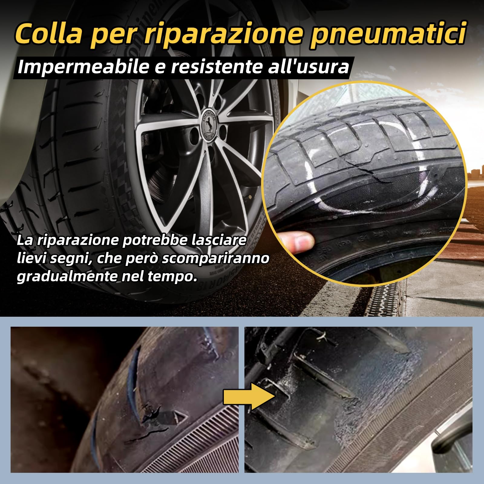 LOCBONDSO Mastice Riparazione Pneumatici 50g Nera per Bici Moto Auto
