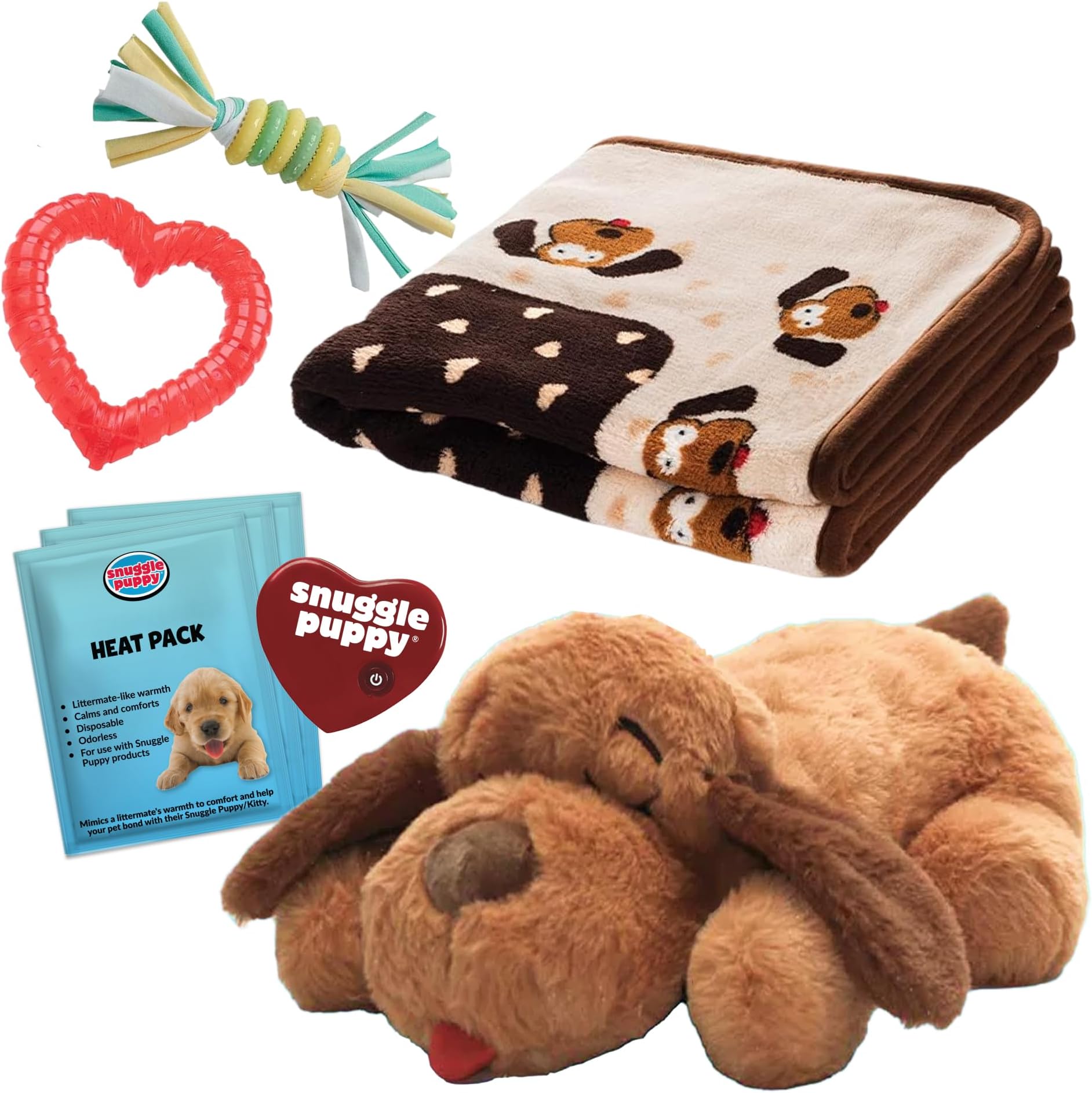 Snuggle Puppy Essentials Starter Kit, Heartbeat Toy & Blanket - Biscuit