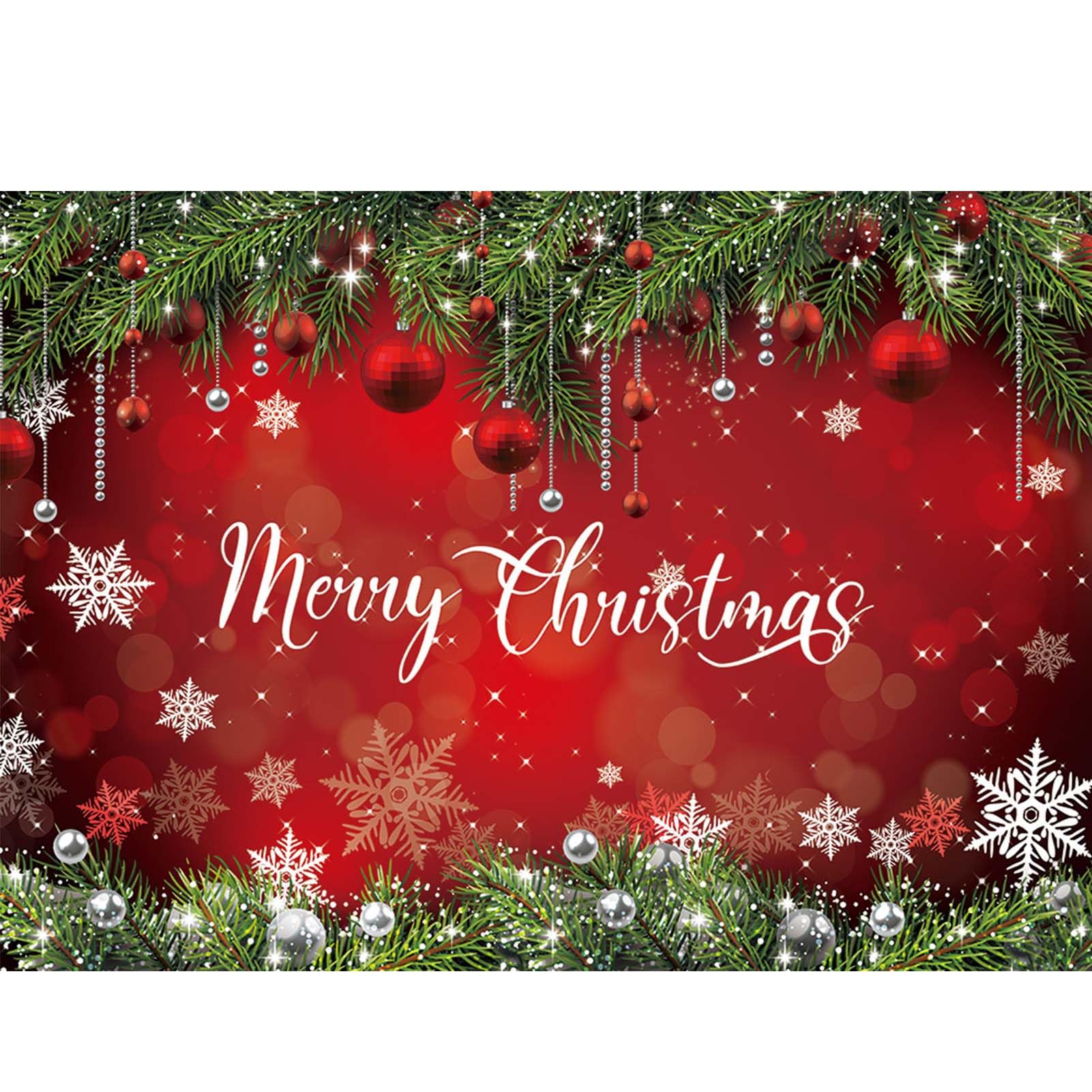 Qian 9x6ft Merry Christmas Photography Backdrop - Glitter Sparkle Red Snowflakes Photo Background for Winter, New Year Eve Family Party Decoration
