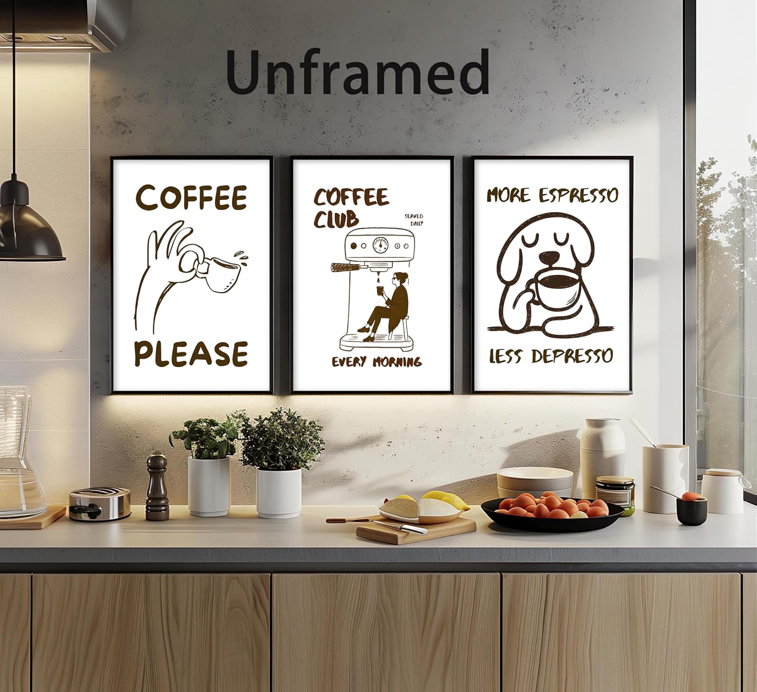 3Pcs Vintage Kitchen Canvas Wall Art Club Coffee Cart Picture Wall Decor Funny Coffee Bar Poster Retro Black and White Espresso Painting Prints Artwork for Kitchen Dining Room Bar Home Decor, Unframed