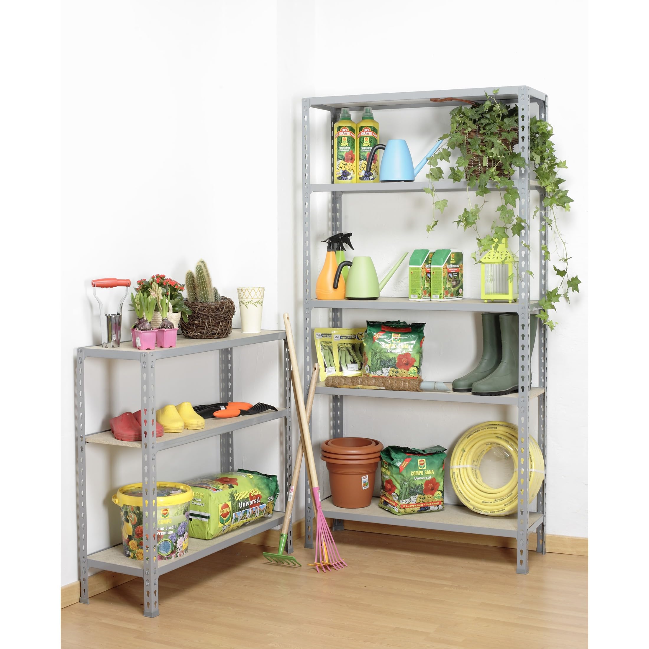 SimonRack Étagère Rangement et 3 Niveaux en Boix, 200 kg Capacité de Charge et Point de Flexion, 1000x1100x400 mm, Étagère Charge Lourde, Étagère Garage, Gris/Bois - Maderclick