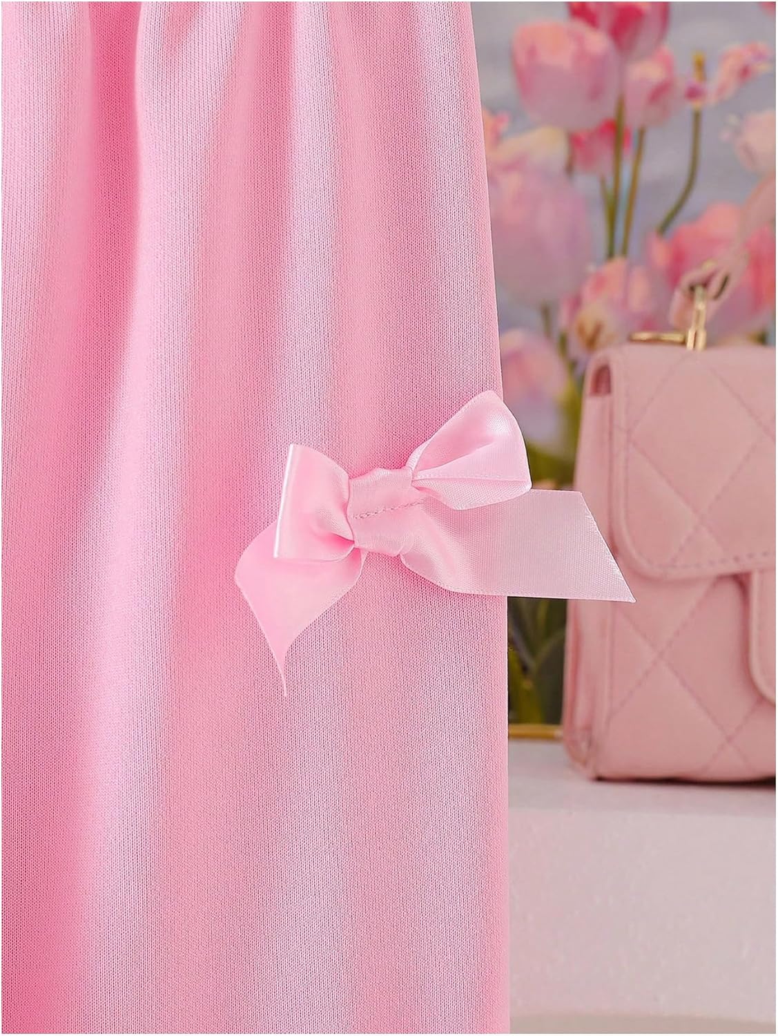 GORGLITTER Girl's 2 Piece Fall Sets Outfits Bow Long Sleeve Crew Neck Shirts Tops and Wide Leg Sweat Pant Baggy Set - Image 5