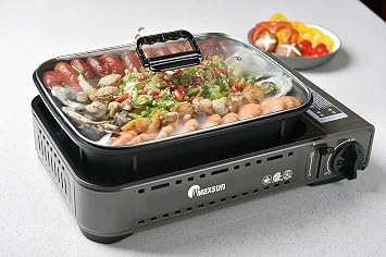 Maxsun Portable Tabletop Hot Pot Gas Stove, Gill Pan Gas Stove, with Carrying Case, 7,250BTU, Outdoor/Indoor, Camp Stove