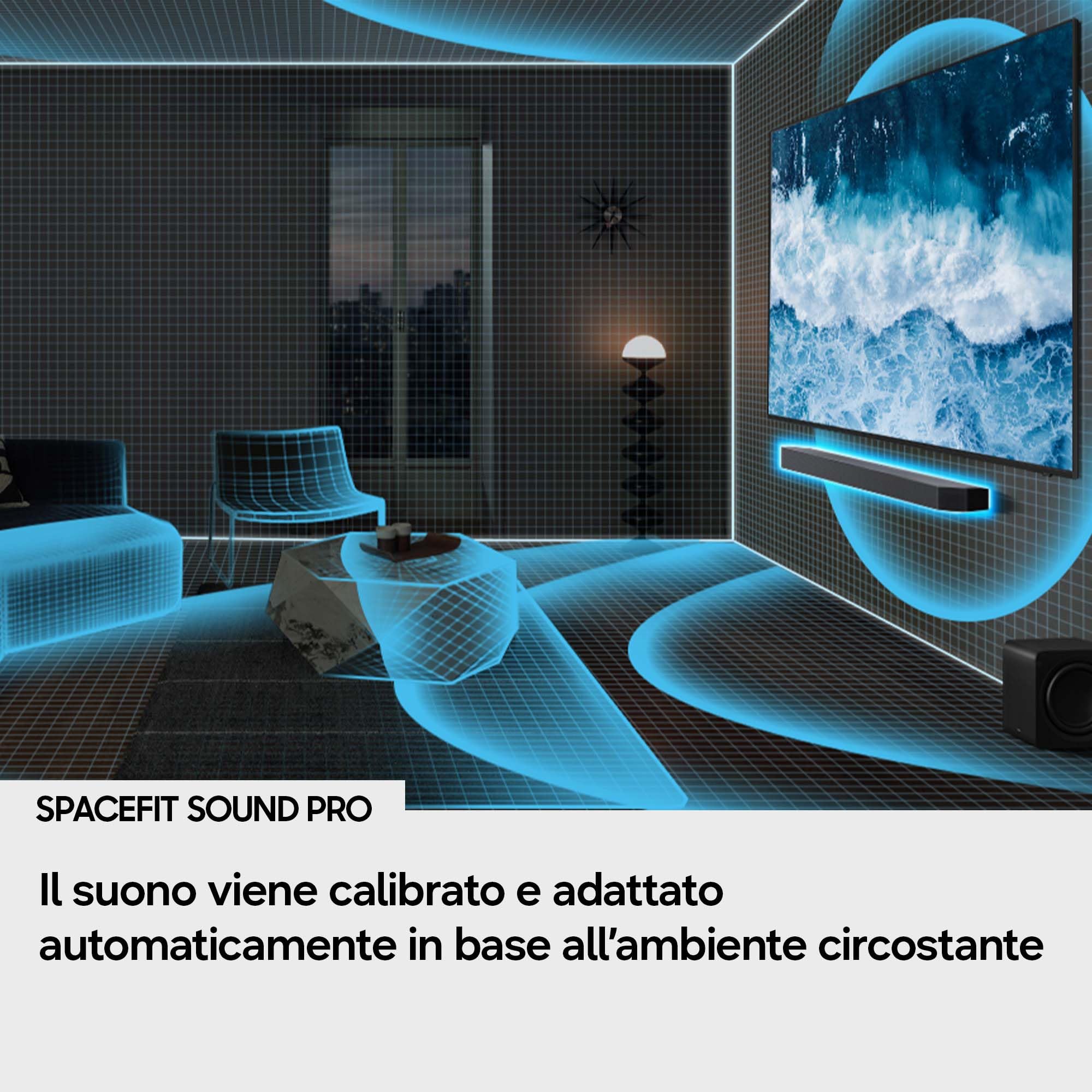 Samsung Q-Serie Soundbar HW-Q990H/XC 11.1.4 Canali, Full Surround Subwoofer, Rear Speaker, Wireless Dolby Atmos, DTS XSpaceFit Sound Pro, Q-Symphony, Connessione TV Wireless, 2026