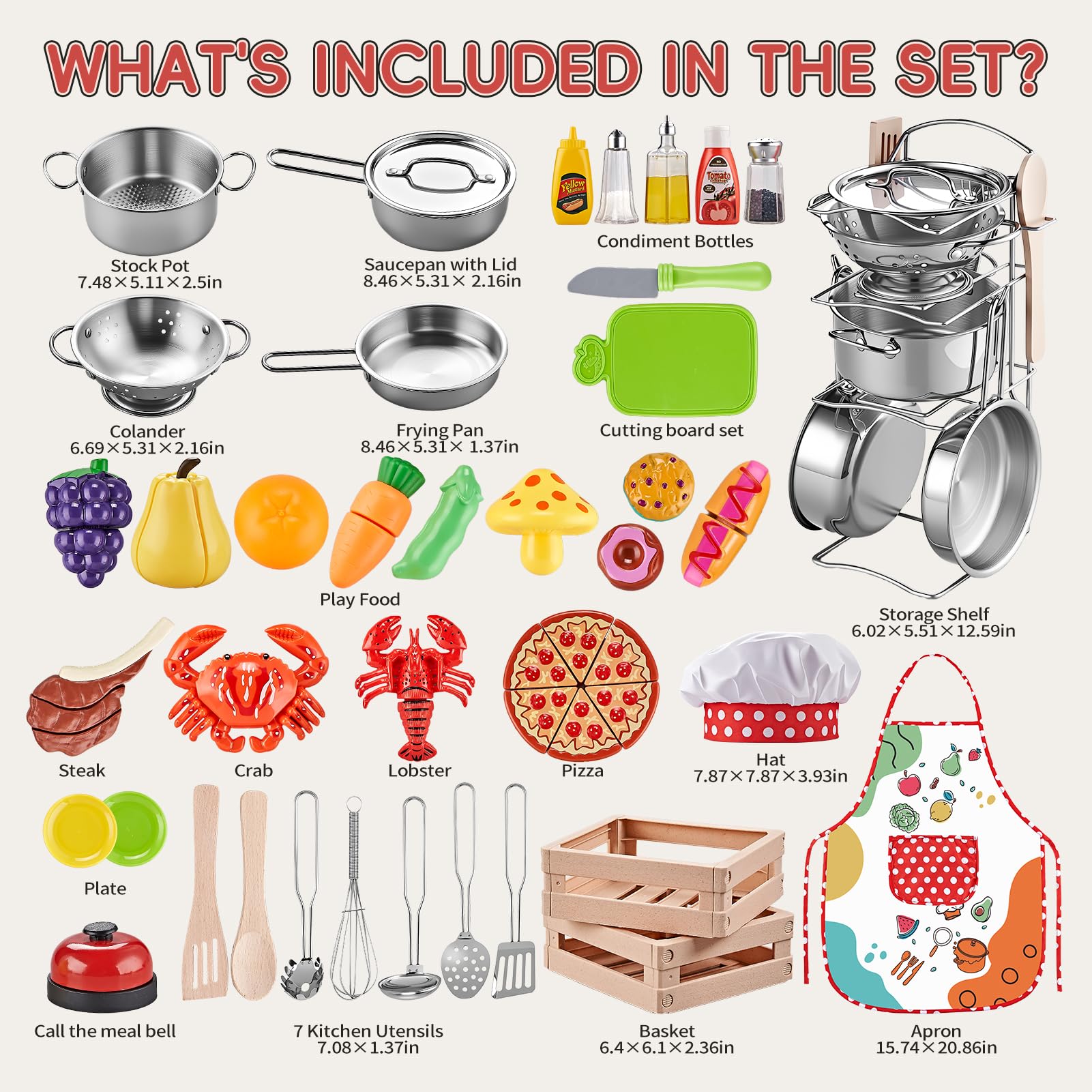 63 accessori per la cucina, set da gioco per la cucina dei bambini