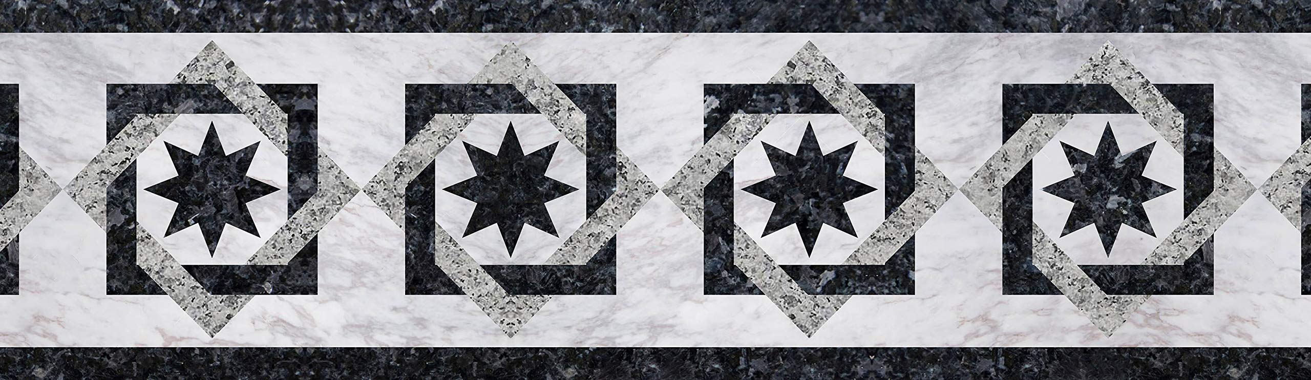 WallDesign Decor Border - Tile Marble Stone Inlay Star Pattern - Roll 3 inch by 30 ft - Glossy Laminated Waterproof PVC Sticker - for Bathroom, Kitchen Wall Decoration (B08P33Q158) Amazon Price History, Amazon Price Tracker