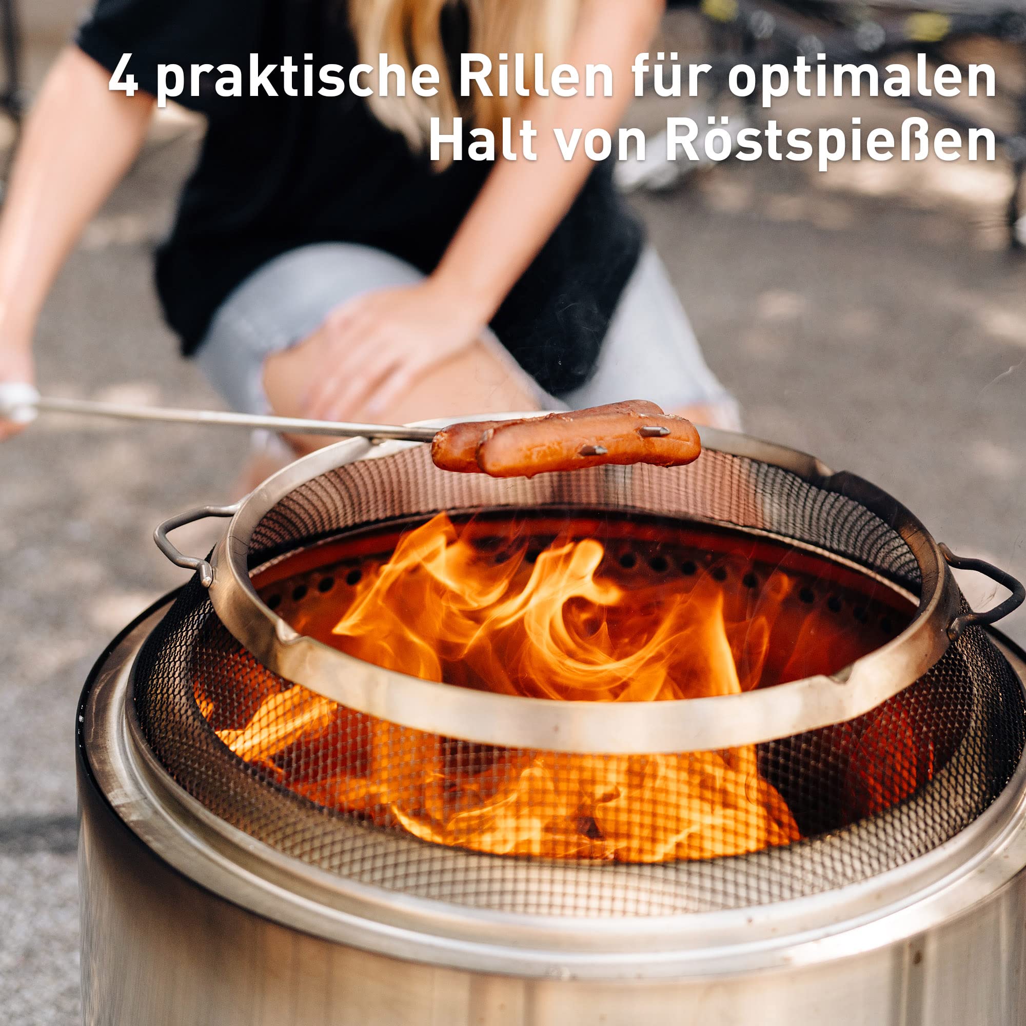 Solo Stove Funkenschutz für Bonfire Feuerschale I Feuerschalengitter, Funkenhaube, Feuerstelle Zubehör zum Schutz vor austretenden Funken, Inkl. 2 Heber, Edelstahl, Reduziert Verletzungsgefahr