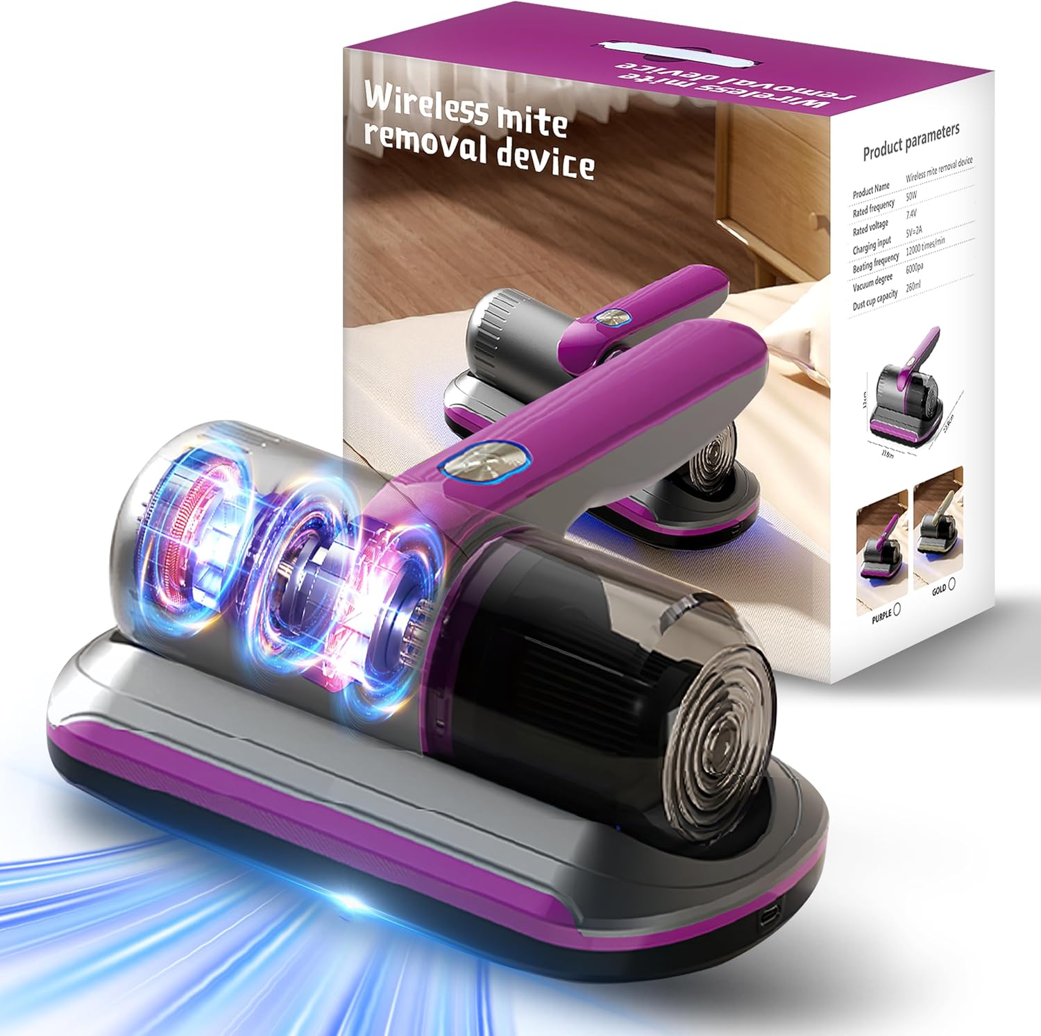 DUCK PATO Wireless Handheld Bed Vacuum Cleaner, Purple