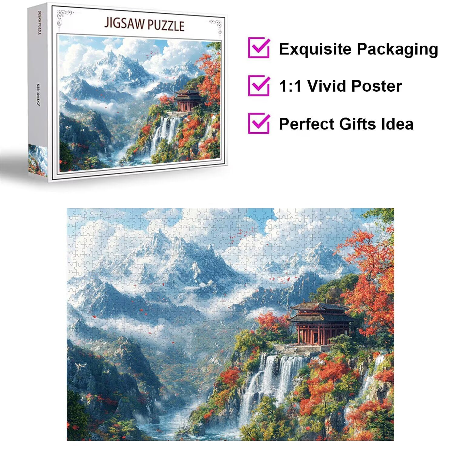 Puzzle 1500 Piezas Montañas Nevadas Puzzle de Madera Desafiante, n-851