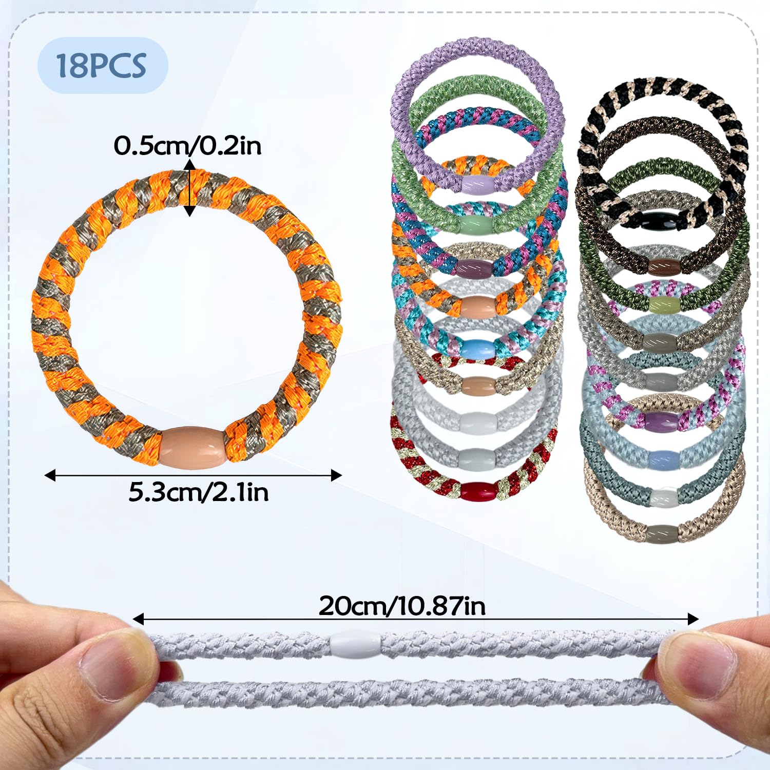 18Pcs Hair Bobbles Mixed Color Hair Baubles Hair Bands Hair Ties For Women Girls Ponytail Holders For Thick Hair Elastics Ties No Damage - Image 2