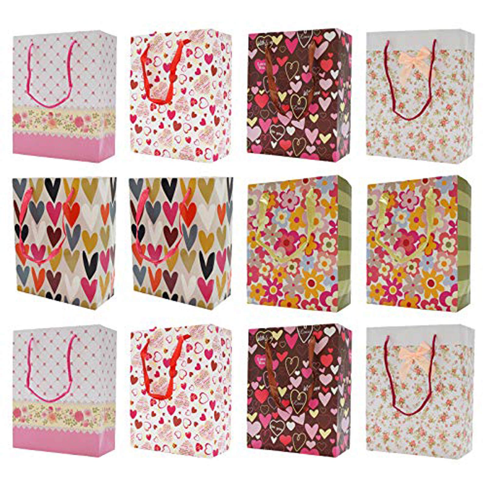 Asian Hobby Crafts Gift Paper Bags, Ideal for Return Gifts, Party Favors, Weddings, Birthdays, Anniversaries, and Baby Showers - Pack of 12 (Size :9x7x4 Inch)