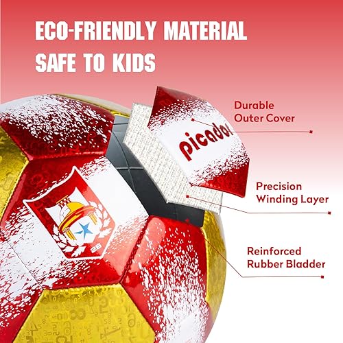 Miniatura 4 de PP PICADOR Balones de fútbol tamaño 4, pelota de fútbol de cuero láser para entrenamiento deportivo y juego de partidos, juego de bolas de fútbol