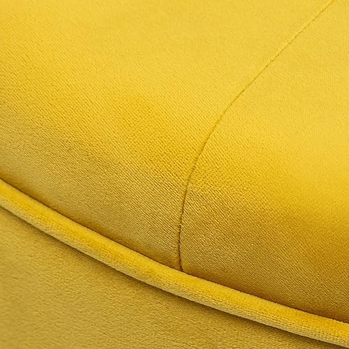 Miniatura 4 de Homebeez Taburete redondo de terciopelo de 23 pulgadas, mesa de centro otomana tapizada, taburetes acolchados con botones y patas de madera maciza,