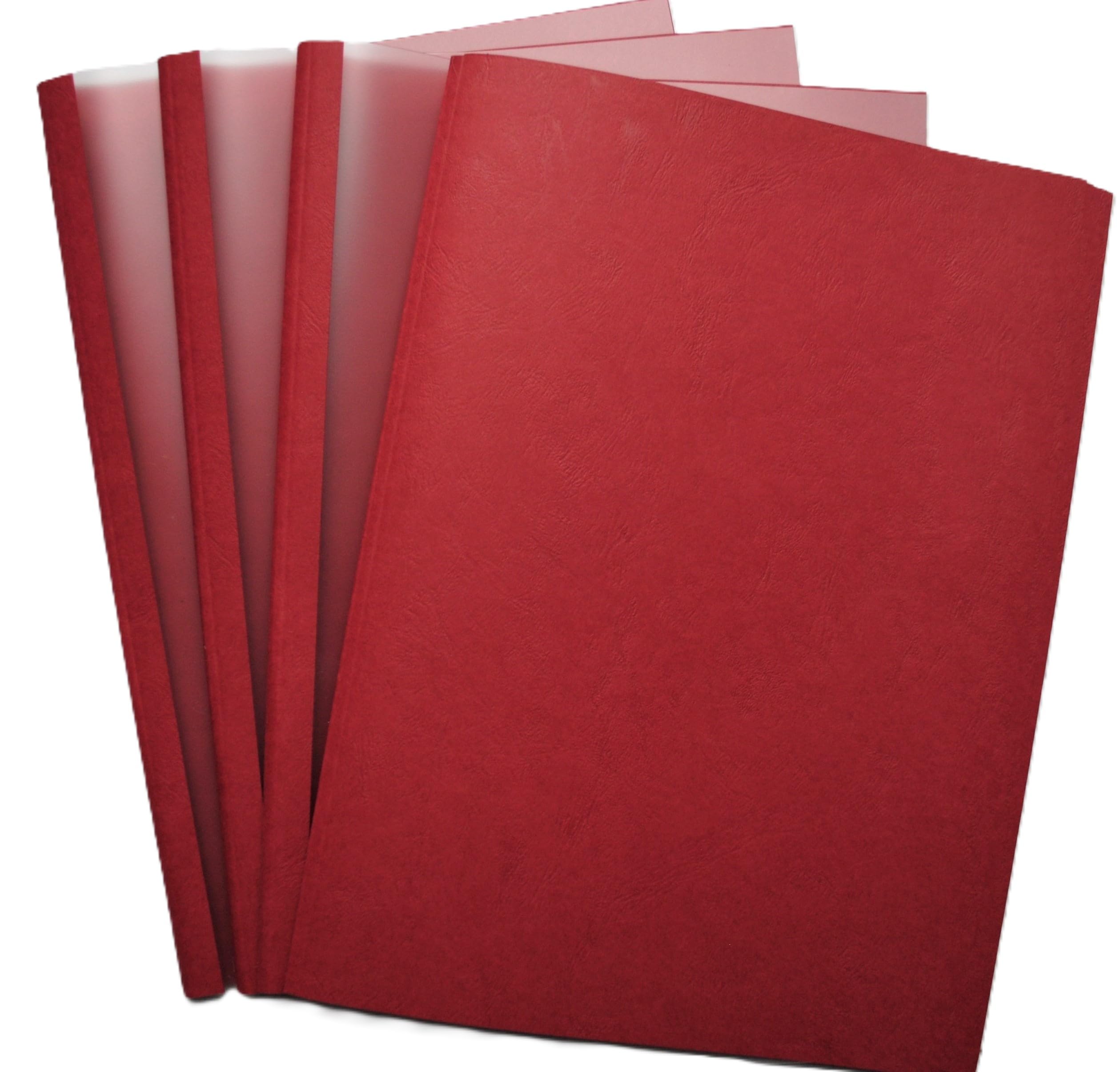 Thermocover DIN A4 Thermobindemappen, Lederstruktur Weinrot/transparent satiniert, 50 Stück (12,0 mm = 96-110 Blatt)