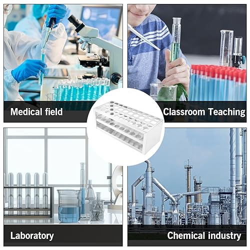 Miniatura 6 de RUIAN Soporte de tubo de ensayo 304 Soporte de laboratorio de acero inoxidable 40 Agujero 3 capas para tubos de 0.551-0.630 in