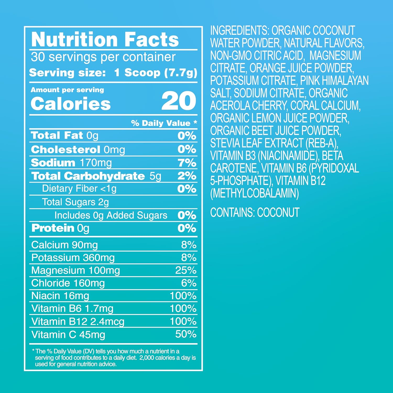 Hydrating Electrolyte Drink Mix | 5 Key Electrolytes + Vitamins | Coconut Water Powder, Pink Himalayan Salt & Real Fruit | Grapefruit | No Added Sugar | 30 Servings