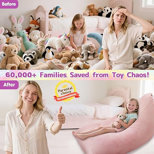 Miniatura 39 de Jorbest Almacenamiento de animales de peluche, almacenamiento de puf de peluche de fútbol, funda para silla de puf de fútbol para niños, asiento de