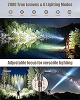 Vista 4 de SKYFIRE Rechargeable Flashlights with Ignition Lens: 2 Pack High Lumens Tactical Flashlight LED Zoomable with 6 Modes IPX6 Handheld Powerful Flash