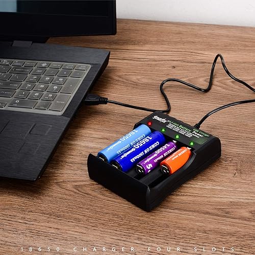 Miniatura 6 de Cargador de batería 18650 para cargador recargable de iones de litio de 4 bahías y USB inteligente universal de 4 ranuras para 10440 14500 16340