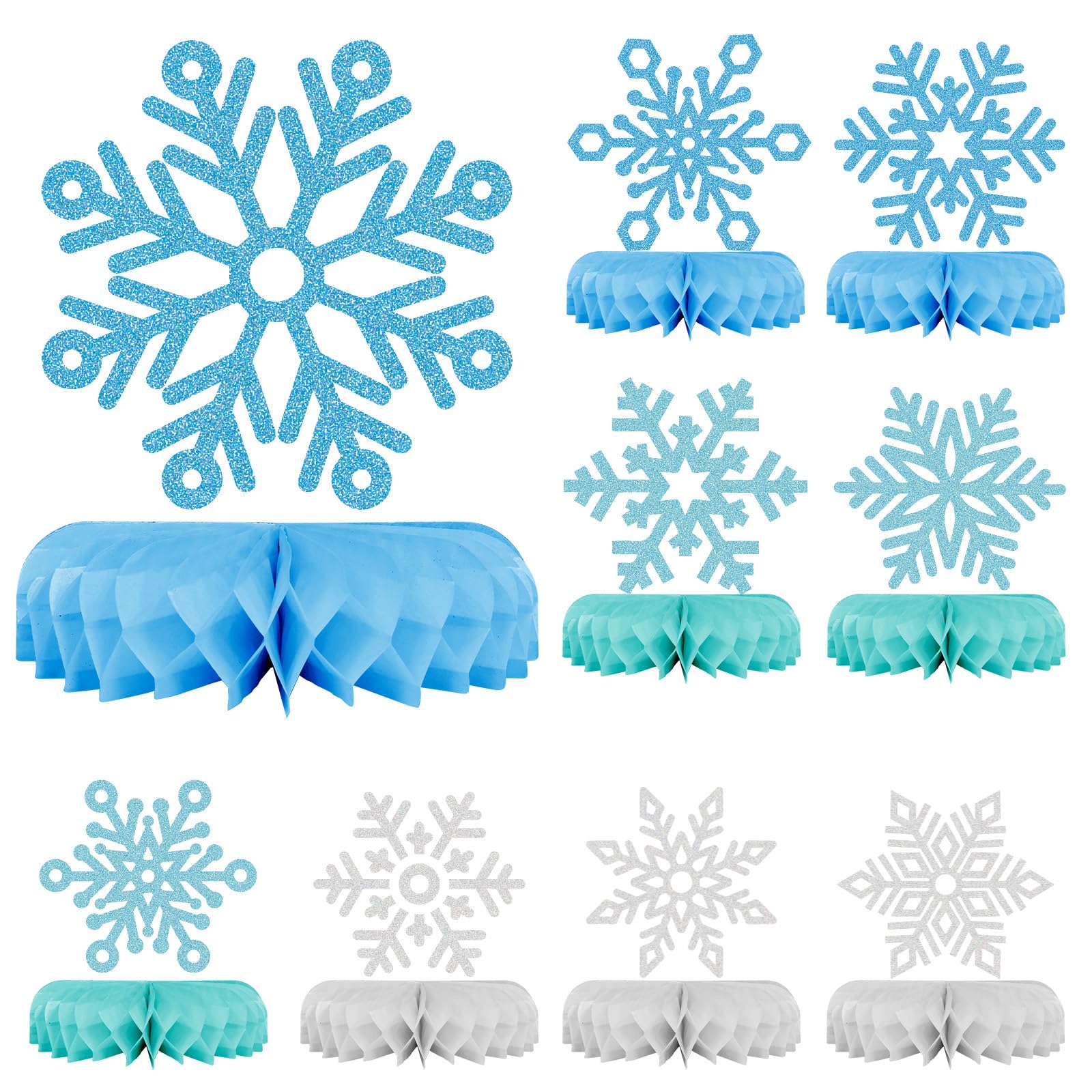 HONMOK 9pcs Centro de Mesa para Fiesta navideña Copo de Nieve Nido de Abeja Decoración de Navidad Panal de Abeja Adorno para Topper de Mesa Props de Mesa Año Nuevo Invernal