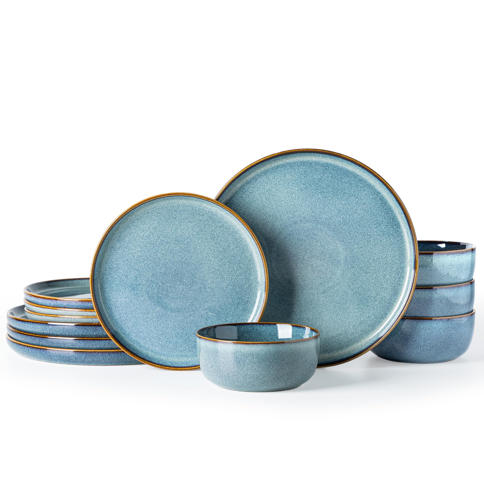 Serviesset reactive glaze - groen - 16-delig