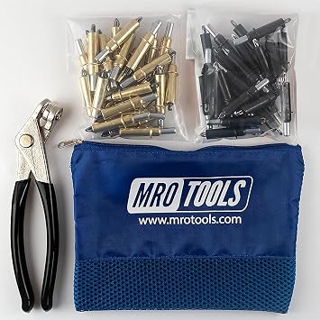 25 3/16 & 25 5/32 Zephyr Kwik-Lok Cleco Fasteners + Cleco Pliers w/Carry Bag KZ4S50-4