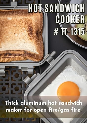 Miniatura 3 de camping moon Sandwich Maker Arena caliente Solo quemador Gas Fuego Abierto Aluminio compacto TT-1315 (Plata)