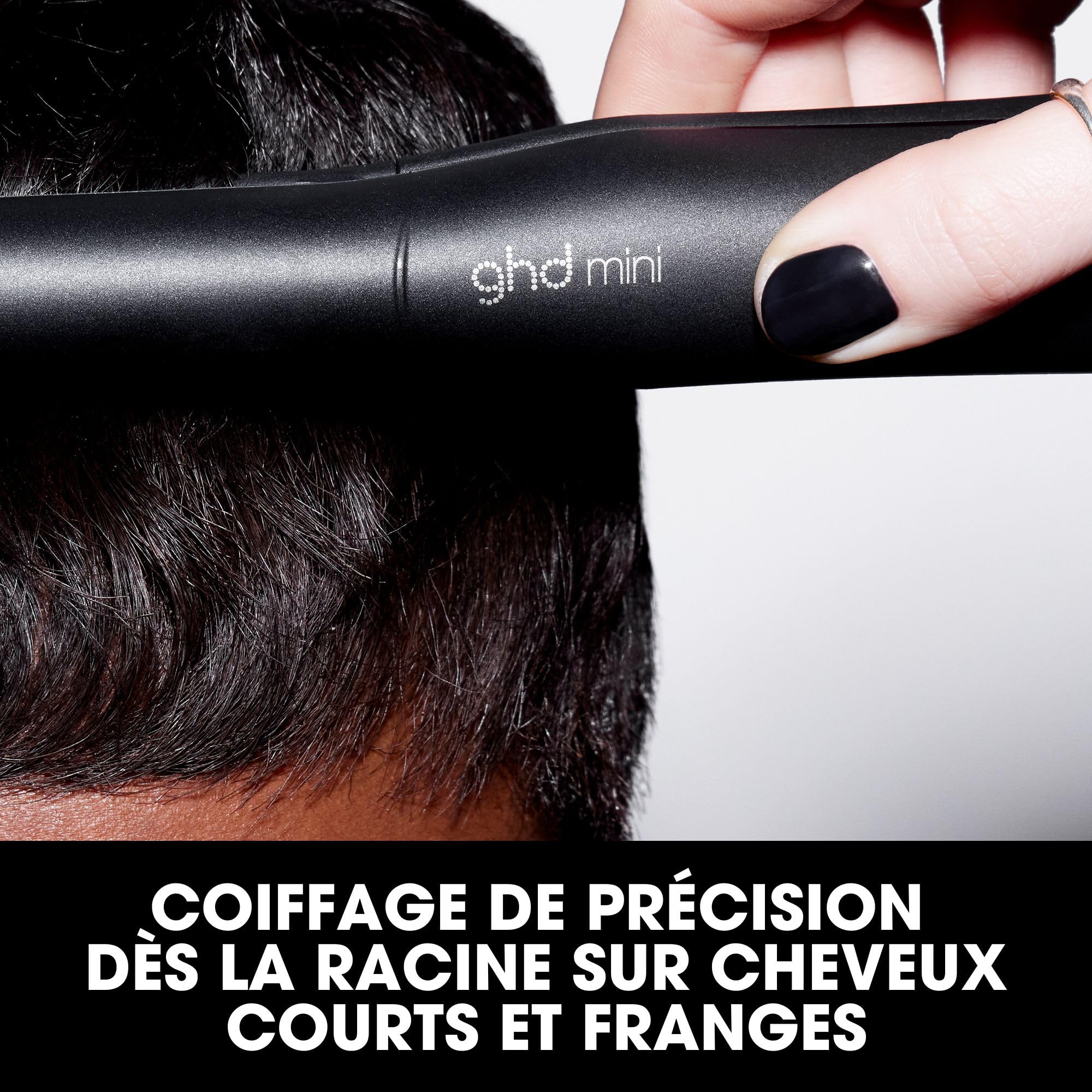 ghd - Lisseur cheveux ghd mini - Fer à lisser professionnel (Noir) - Plaques 40% plus fines - Cheveux 50% plus brillants, sans chaleur extrême, design premium - Idéal pour les cheveux courts/franges
