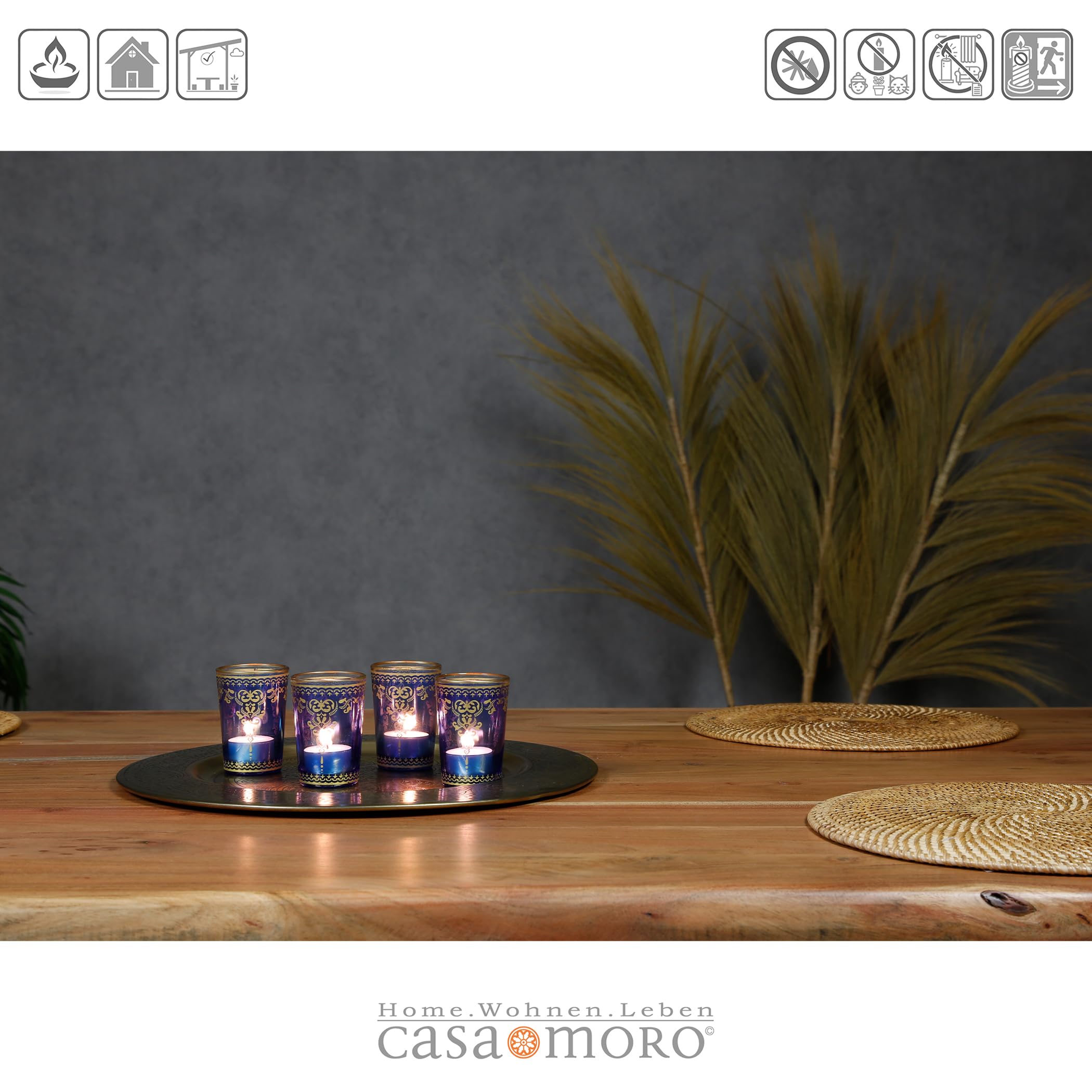 Photophore en Verre - Verres décoratifs maritimes, Set de 6 Verres Bleu déco Or DIY