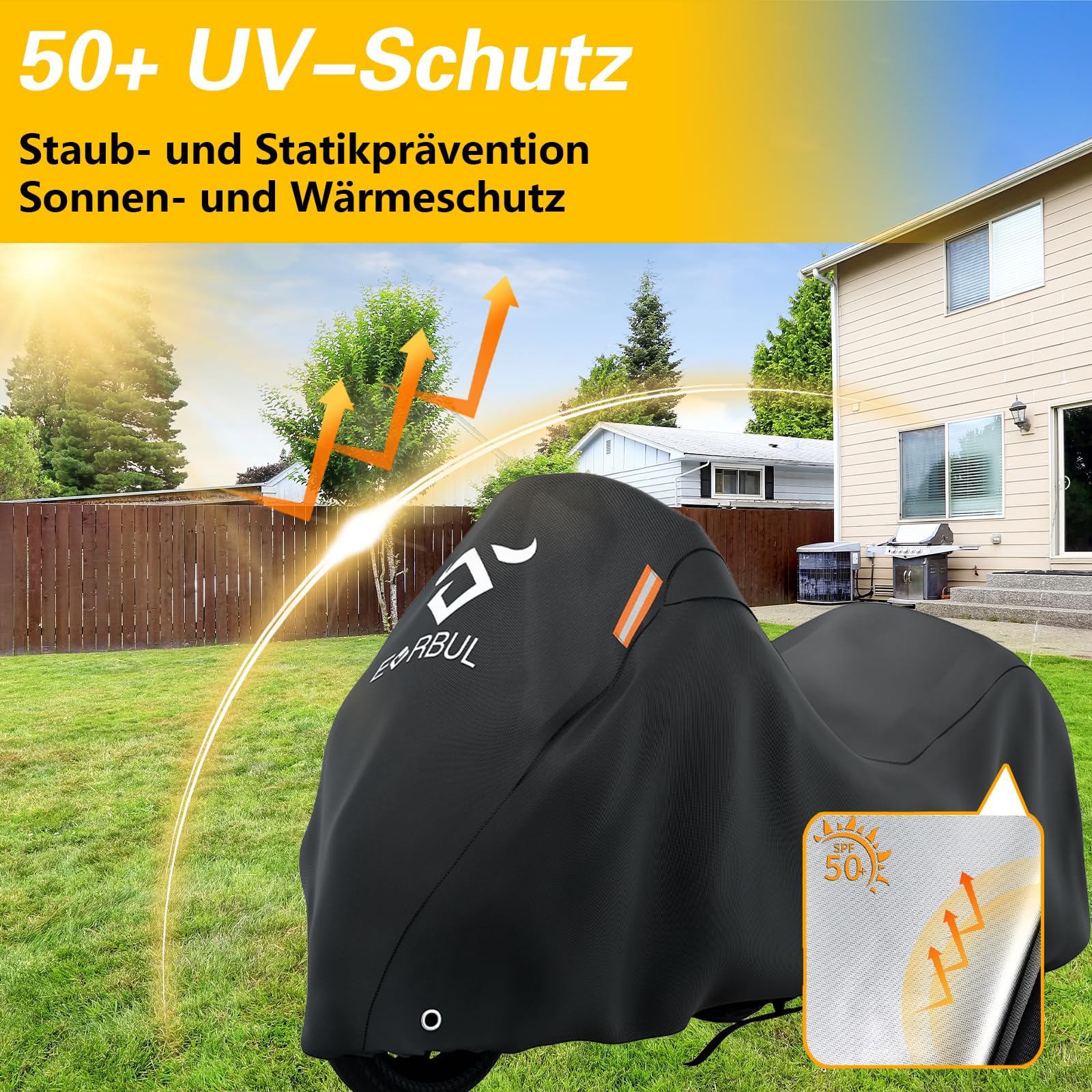 EVRBUL Funda impermeable para moto de triciclo de 3 ruedas con tiras reflectantes y asa resistente al viento, compatible con Harley Davidson CVO Tri Glide, Honda Gold Wing Trike, 274 x 149 x 149 cm