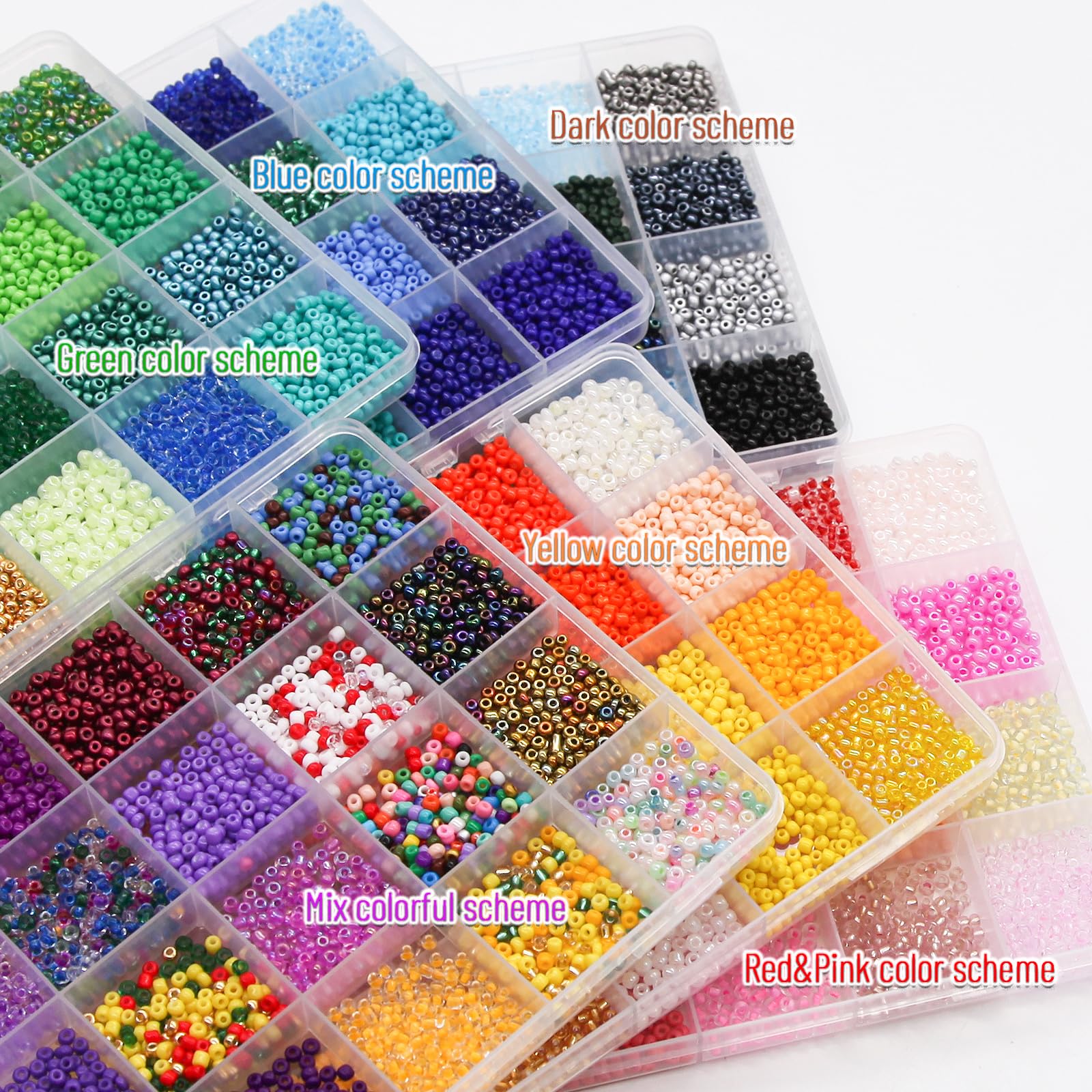 Kit de cuentas de cristal de 3 mm, cuentas de cintura pequeña 8/0 con pinzas elásticas para hacer joyas (144 colores)