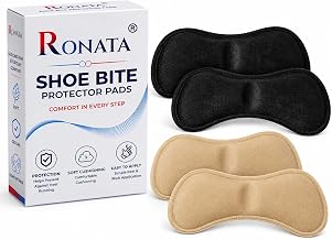RONATA Heel Pads for Shoes, Premium Shoe Bite Protector & Back Heel Cushions, Heel Grips for Loose Shoes, Helps Prevent Heel Rubbing & Slipping, Comfortable Shoe Filler for Men & Women, 2 Pair (1 Black + 1 Beige)