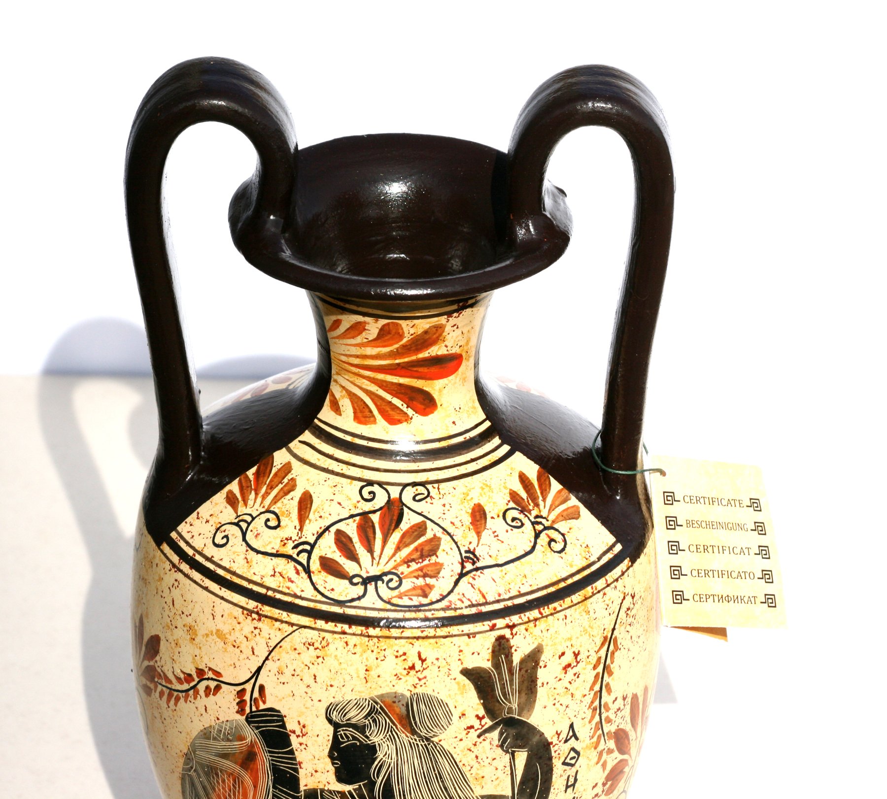 Griechische Keramik-Amphoren-Vase, Topf, Gemälde, Göttin Athene, Gott Zeus