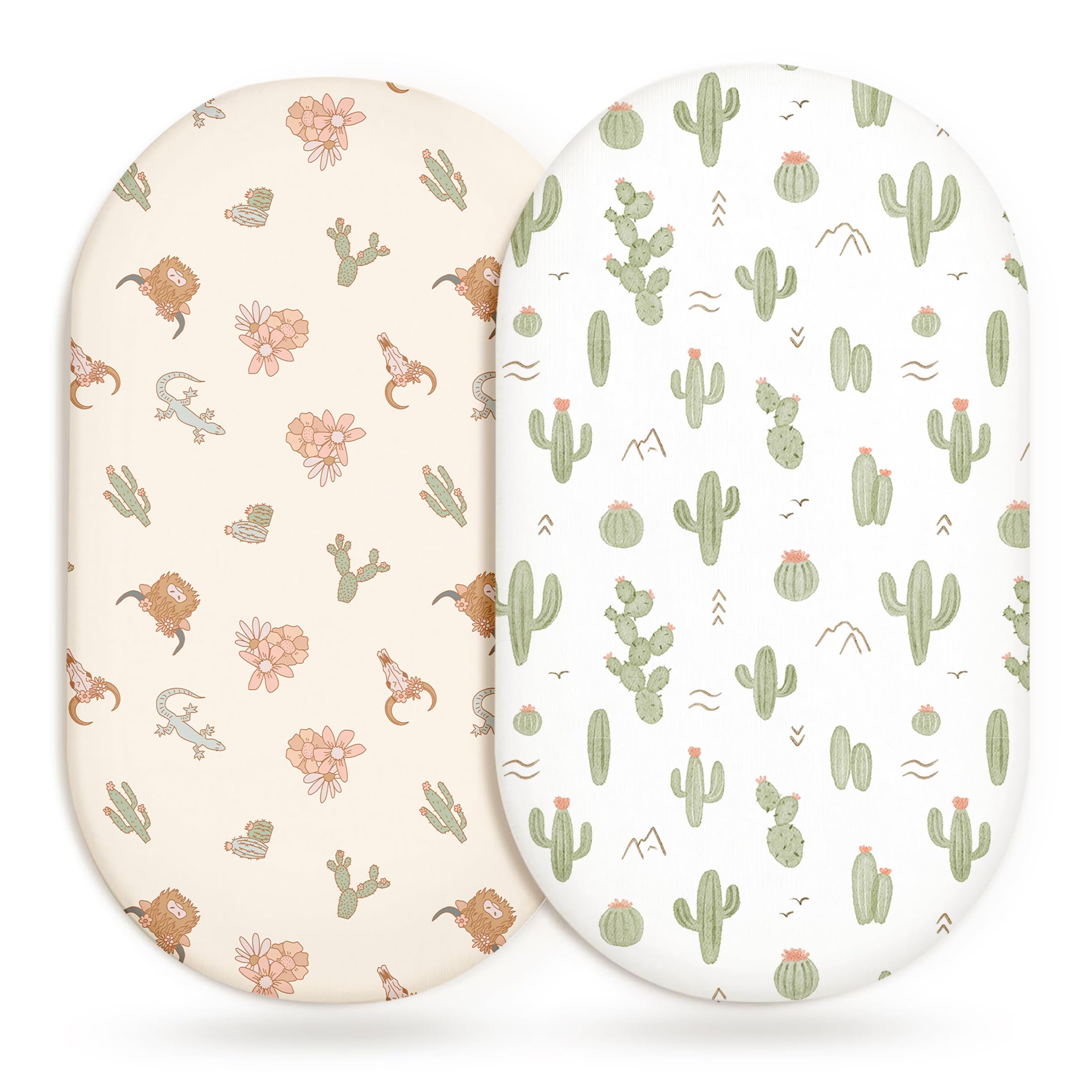 Bassinet Sheets, Fitted Baby Mattress Covers, 33" x 17", Cactus Cozy