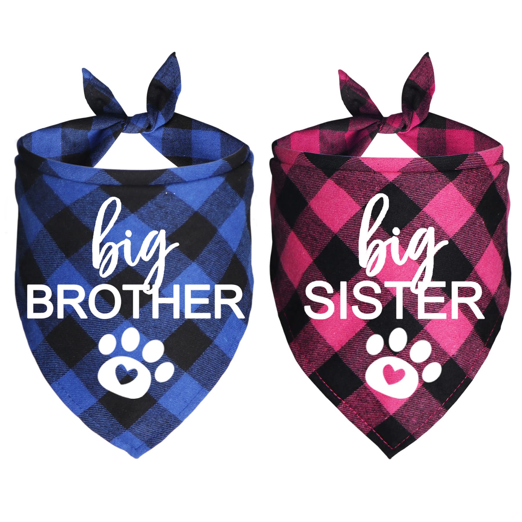 JOTFA Big Brother Big Sister - Bandanas para perros (azul y rosa, hermano mayor y hermana mayor)